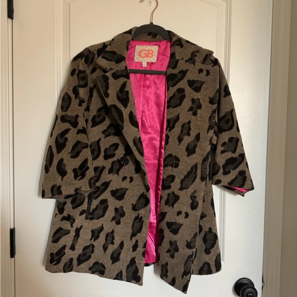 Stylish Leopard Print Woman’s 3/4 Sleeve Hot Neon Link Outerwear Coat - Picture 9 of 9